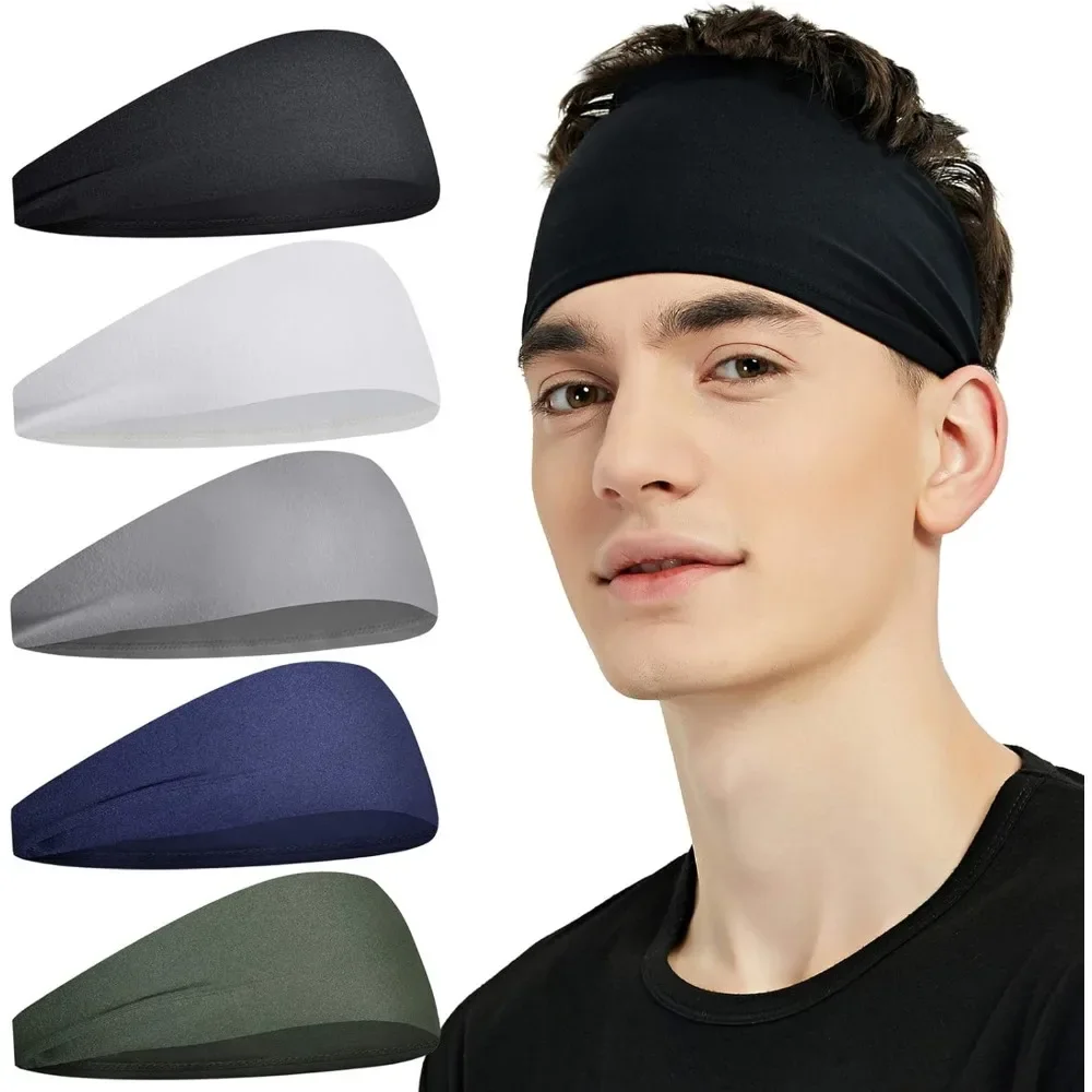 

Sports Headbands for Men (5 Pack),Moisture Wicking Workout Headband, Sweatband Headbands for Running,Cycling,Football,Yoga,Hairband for Women and Men