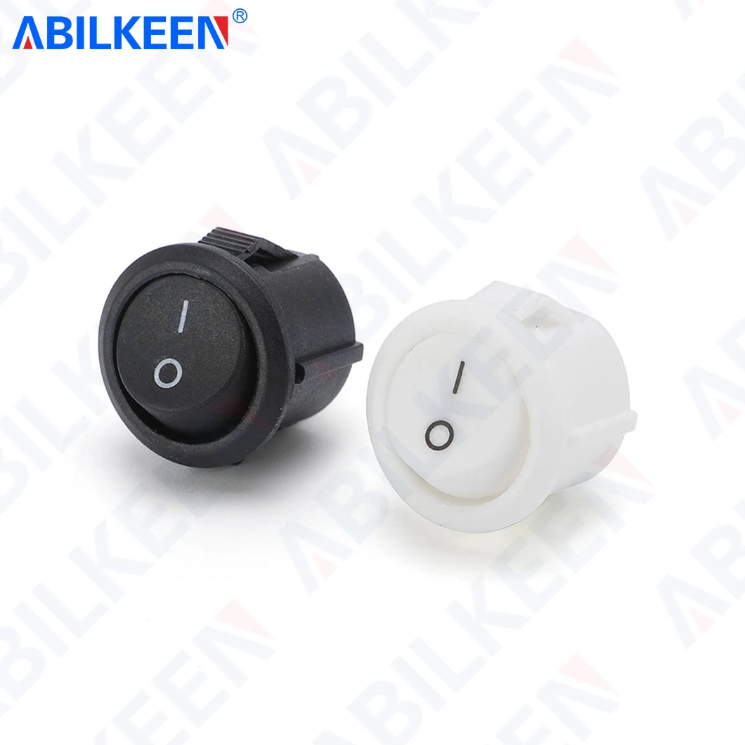 100PCS/Lot ABILKEEN Factory Supply KCD1-101-5 ON-OFF Rocker Toggles Switch Dia20MM Round Shape Plastic Rocker Switch