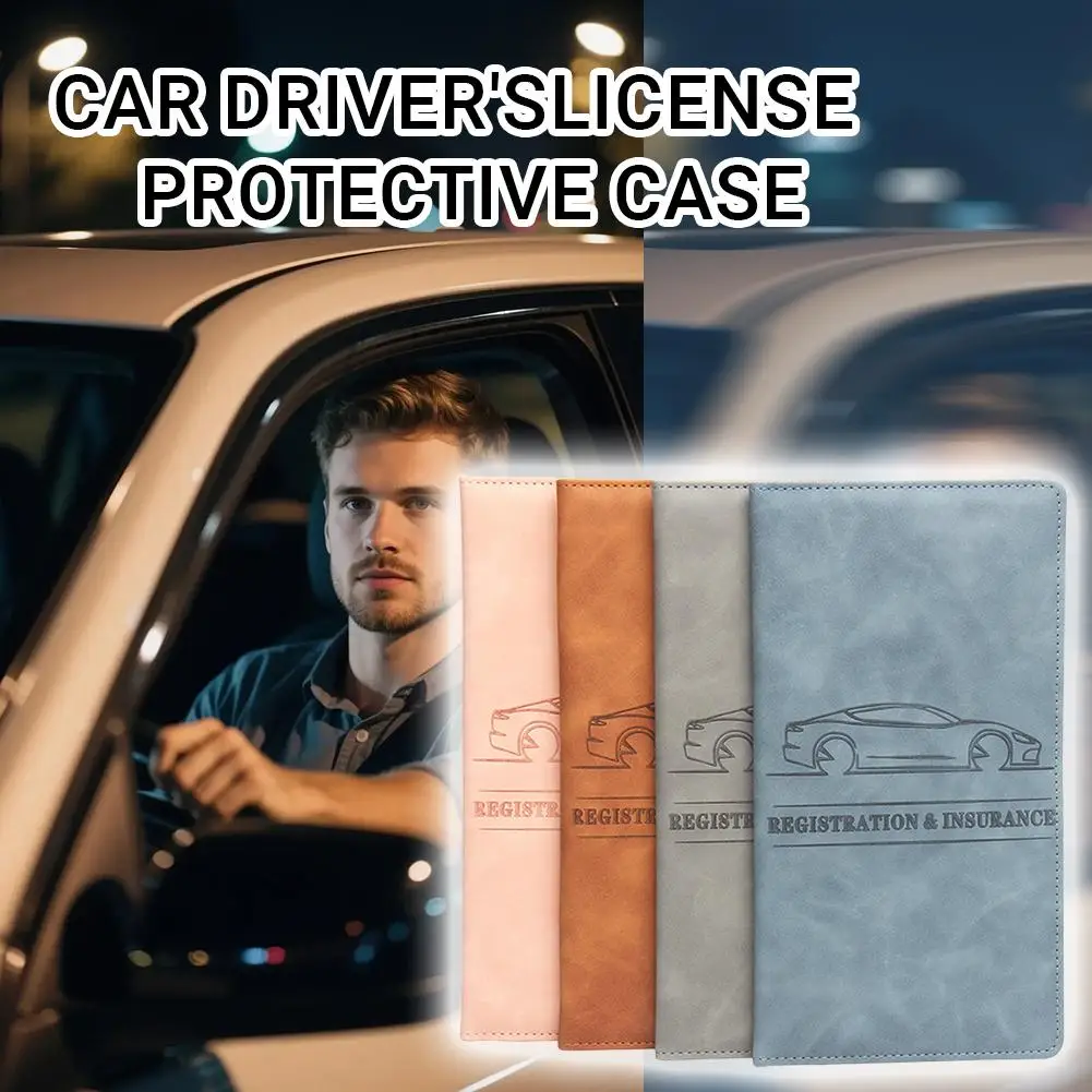 حافظة واقية لرخصة قيادة السيارة من الجلد، غطاء رخصة تسجيل السيارة، تأمين حامل القيادة D0N9 #5