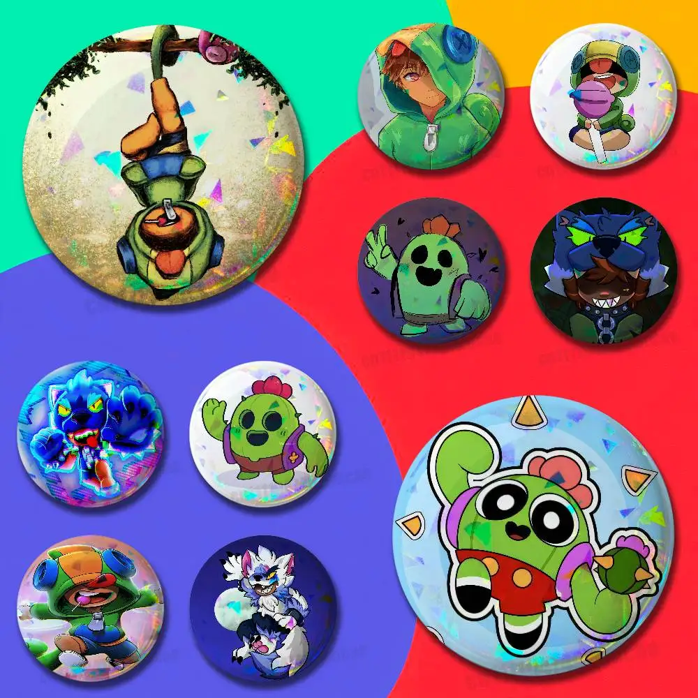 For Game B-Buzz S-Stars L-Leons S-Spike Badge Cover Custom Pin Insignia Emblem Round 32mm Button Hats Laser Film