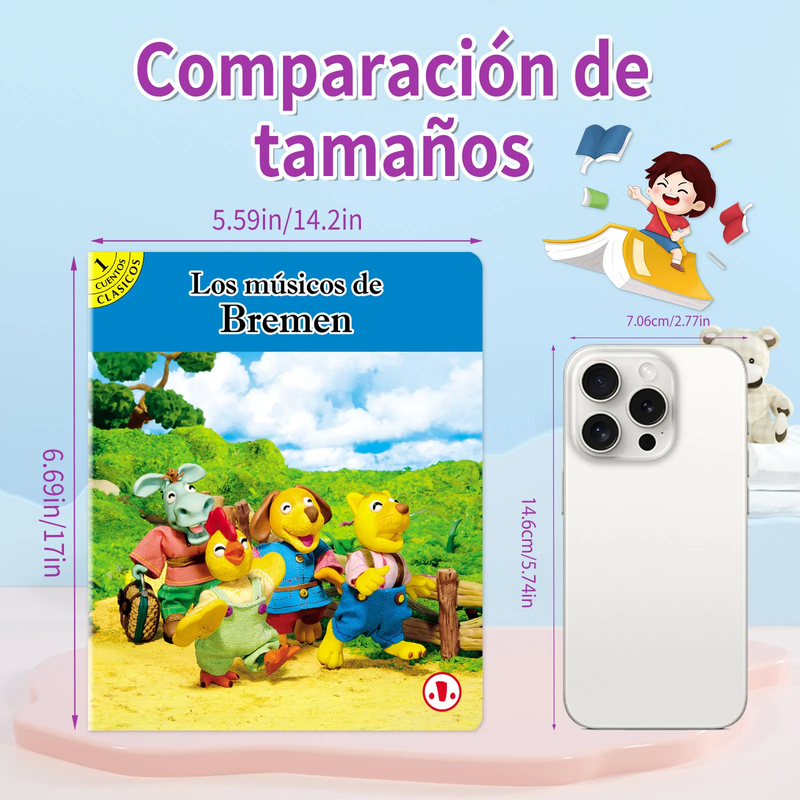 1 Juego de 10 libros de cuentos para niños en español, 3-8 años, lectura divertida, aumenta la imaginación, libros de aprendizaje temprano de iluminación, regalos
