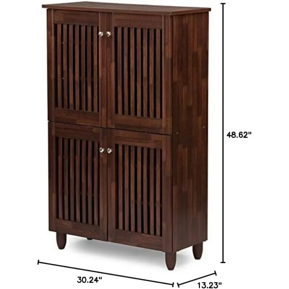 Wholesale Interiors Fernanda Modern and Contemporary 4-Door Oak Brown Wooden Entryway Shoes Storage Tall Cabinet