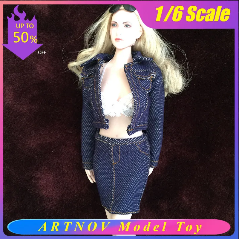 

Комплект из синей джинсовой куртки и джинсовой юбки в масштабе 1/6, подходит для коллекции 12-дюймовых фигурок Phicen Tbleague Hottoy.