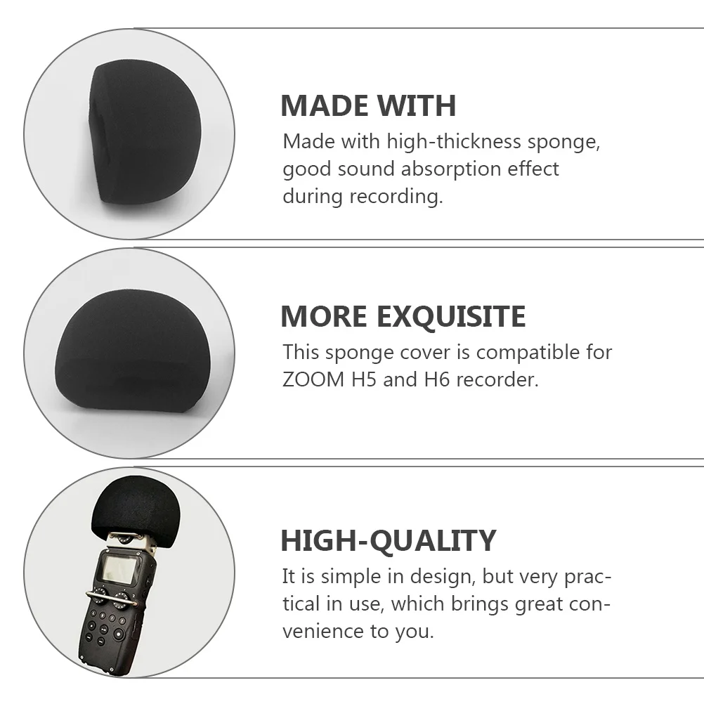 

Microphone Protective Cover Sponge Windscreen Compatible Zoom H5 H6 Recorder Wind Noise Reduction Sponge Mic Cover Recorder