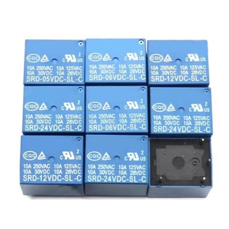 10pcs Relay SRD-03VDC-SL-C SRD-05VDC-SL-C SRD-24VDC-SL-A SRD-12VDC-SL-A 3V5V6V9V12V24V 48V 10A 250VAC 4/5PIN Relays Relais