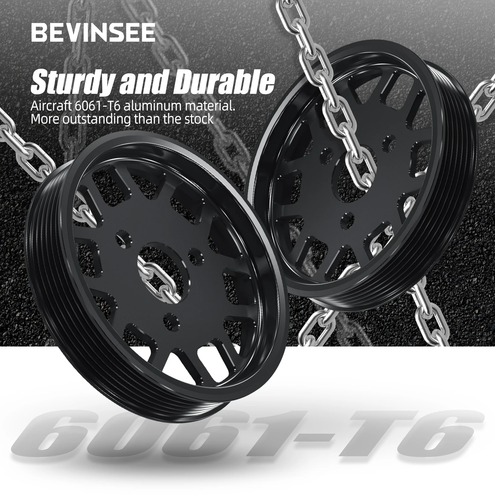 BEVINSEE Aluminum Power Steering Pulley For BMW E46 E36 E39 Z3 X5 E53 For 325i 328i 330i 525i 528i 530i M52 M54 Engine