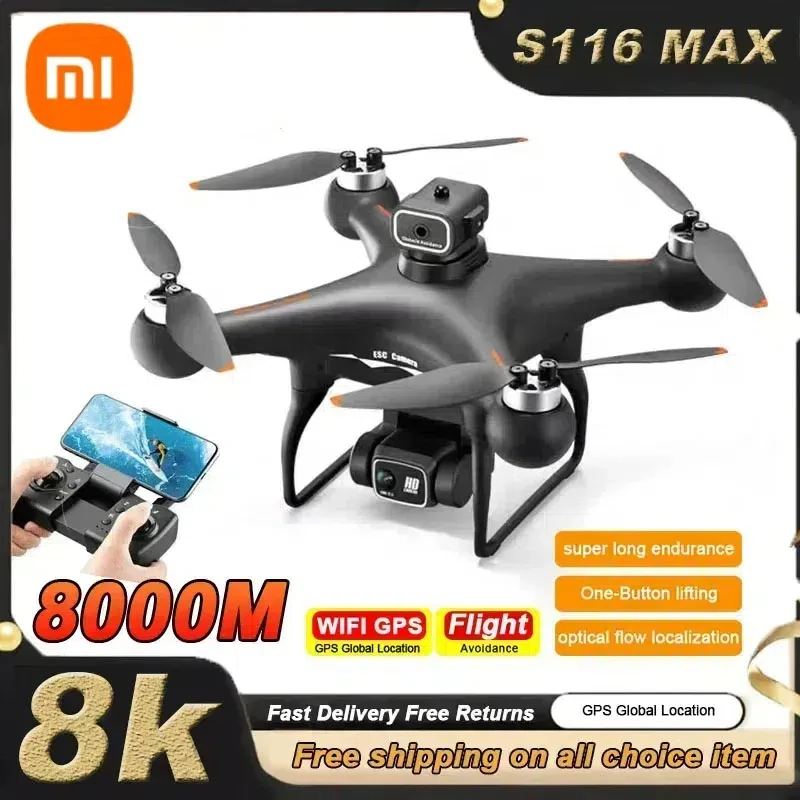 Xiaomi S116 MAX Drone 5G 8K HD Camera Brushless Motor Obstacle Avoidance Helicopter Optical Flow Quadcopter RC for Toys