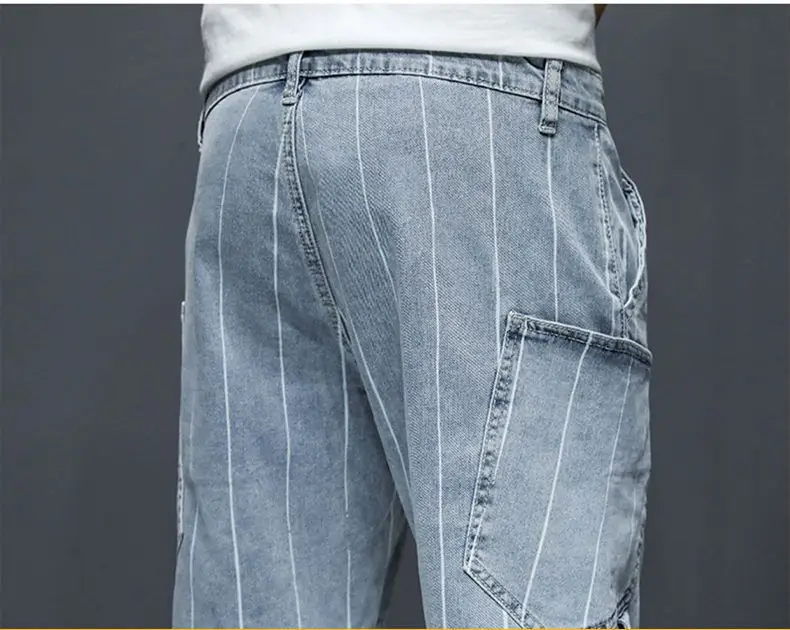 Men Denim Summer Thin Elastic 55-point Trend Korean Versatile Casual Pants