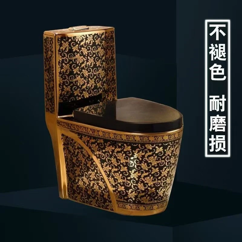 Gold toilet electroplated ceramic super swirl water-saving deodorant luxury toilet