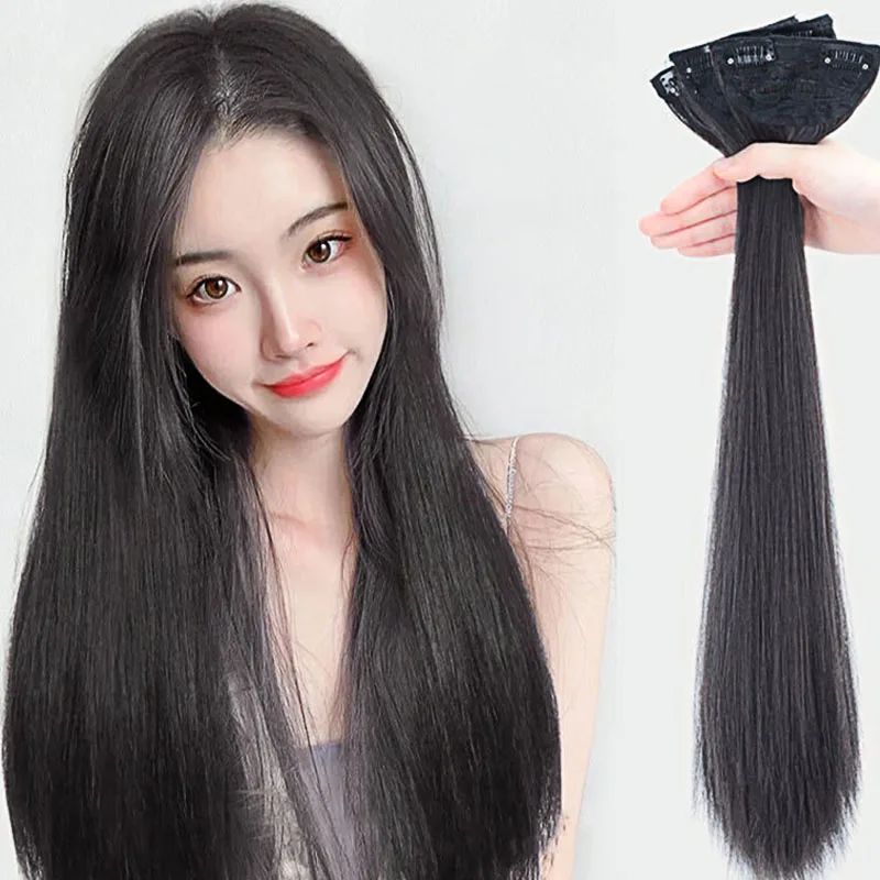 여성용 가발 긴 머리 이음매없는 헤어 익스텐션 보이지 않는 긴 스트레이트 헤어 패치 시뮬레이션 여성 헤어 합성 패드 헤어