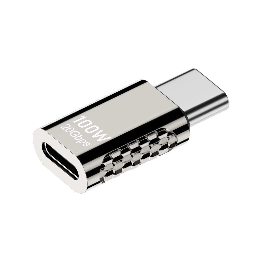 금속 USB 3.2 C타입 어댑터, 고속 충전 데이터 전송 컨버터, 휴대폰 맥북 에어용 엘보 컨버터, 100W, 20Gbps, 8K, 4K