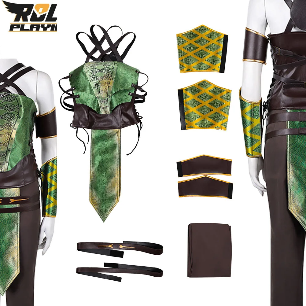 

Game Mortal Kombat 2 Jade Cosplay Costume Adult Women Vest Pants Belt Clothing Outfits Halloween Carnival Party Disguise Suit