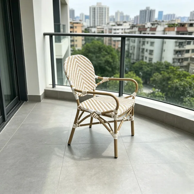 *Modern Leisure Garden Furniture Stackable Outdoor Aluminum Chair Durable Table Dining Set 5-Piece French Design Hotel Warehouse