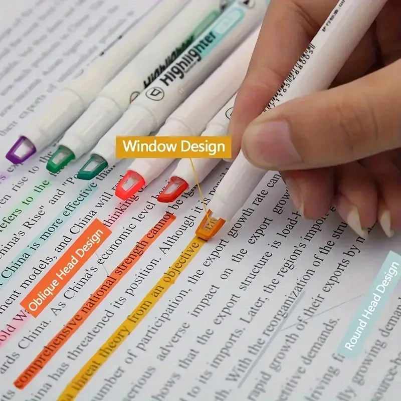 

6-Pack Visible Window Highlighter - Soft Light Colors, Visible Tip for Precise Marking, Ideal for Students, School, and Office