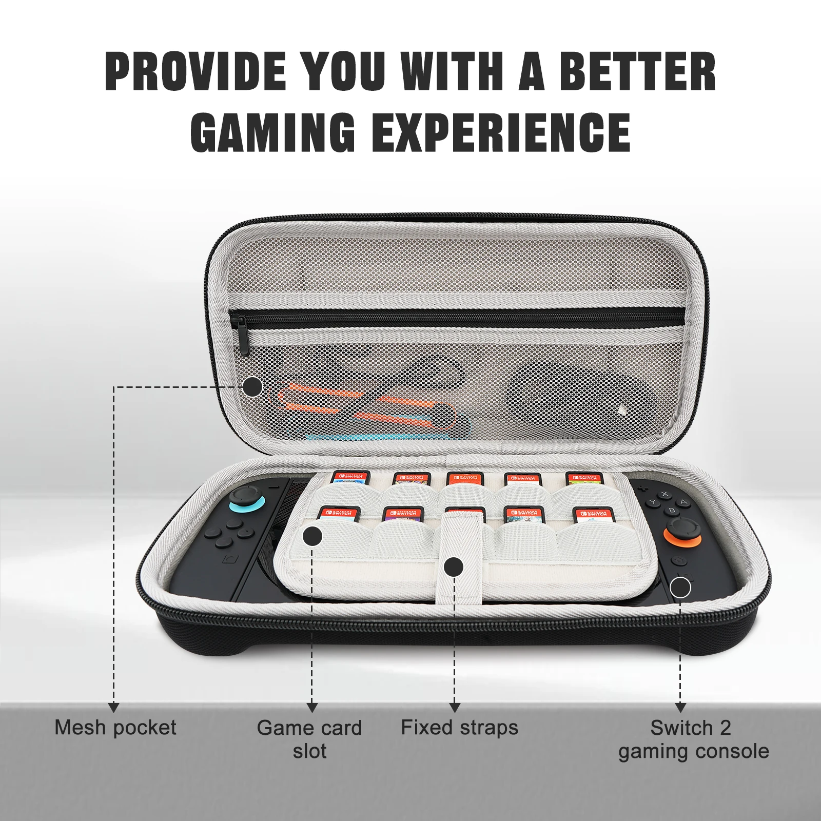 Estuche de transporte portátil de carcasa dura para Switch 2(2025), accesorios para consolas de juegos, bolso anticaída de viaje con ranura para tarjetas de 10 juegos