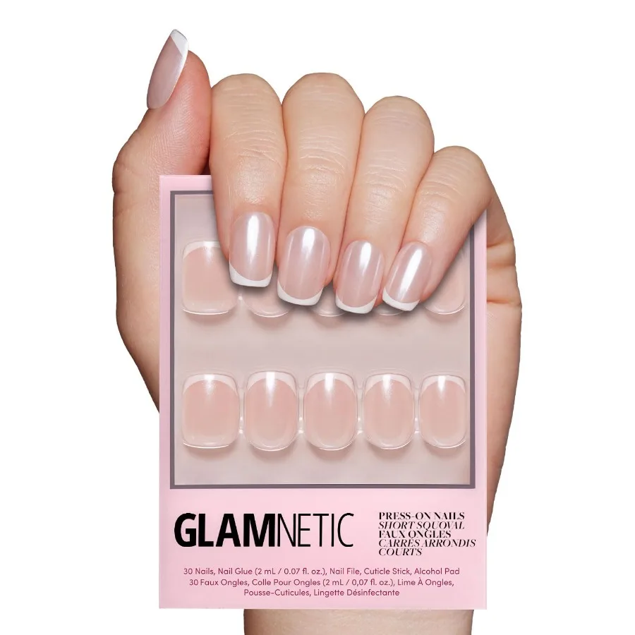

Press On Nails for SalonQuality Beauty at Home: Squoval White Nails с элегантными французскими кончиками Многоразовые накладные ногти StickOn с A