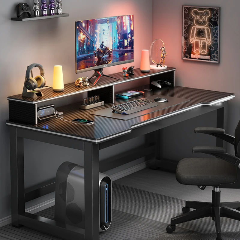 Computer Desk Desk Table Workbench Office Table Carbon Fiber Simple E-Sports Table and Chair Set