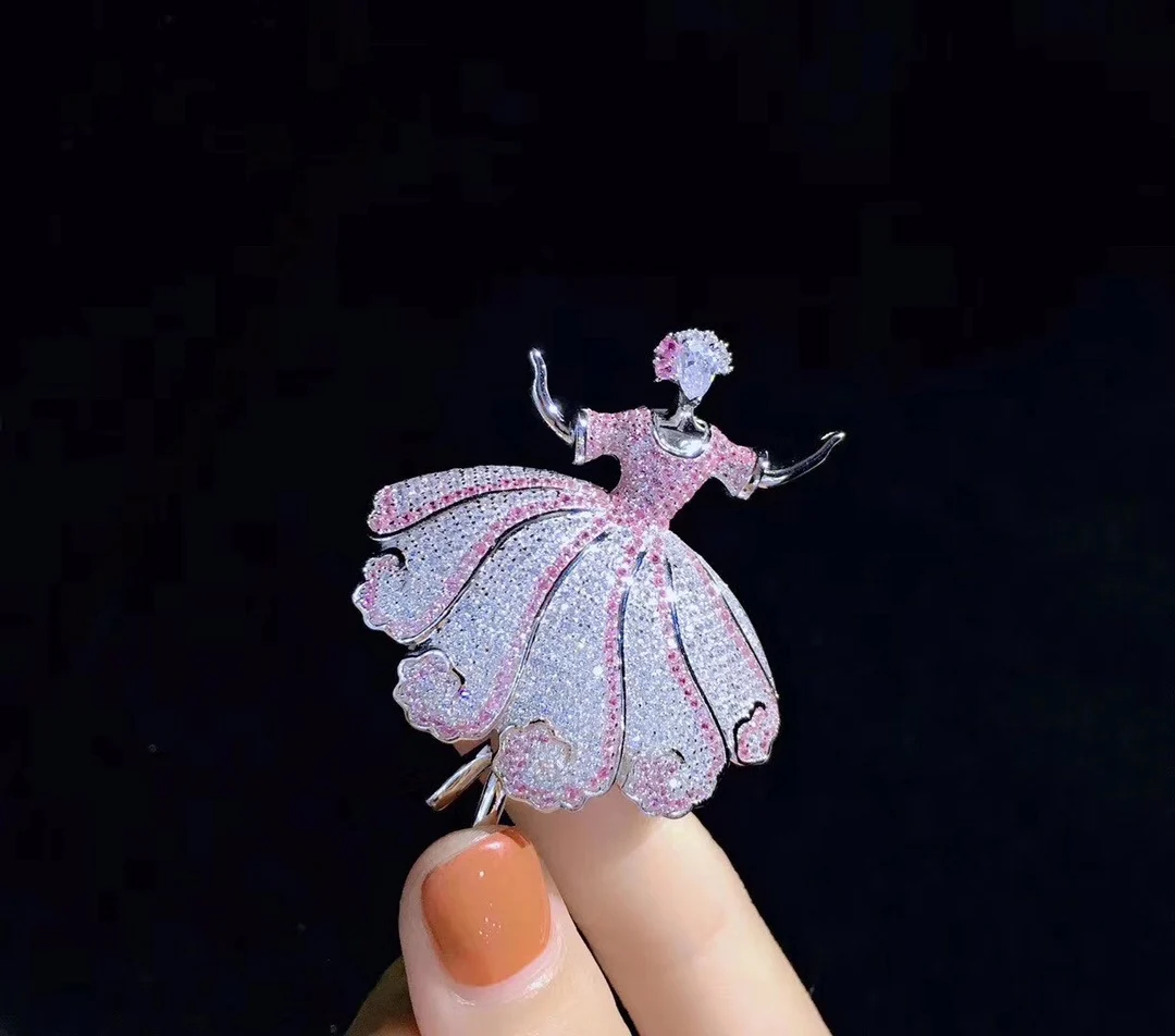 

Ruif 925 Sterling Silver Beautiful Dancing Girl Brooche 47×55mmmm Pin Collar Jewelry Suit Coat Dress Accessories