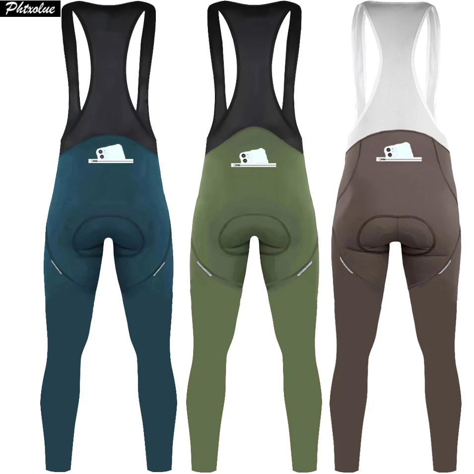 

Phtxolue, теплые велосипедные комбинезоны с карманами на молнии и защитой от потерь, брюки, зимние термозащитные колготки для горного велосипеда, велосипедные брюки