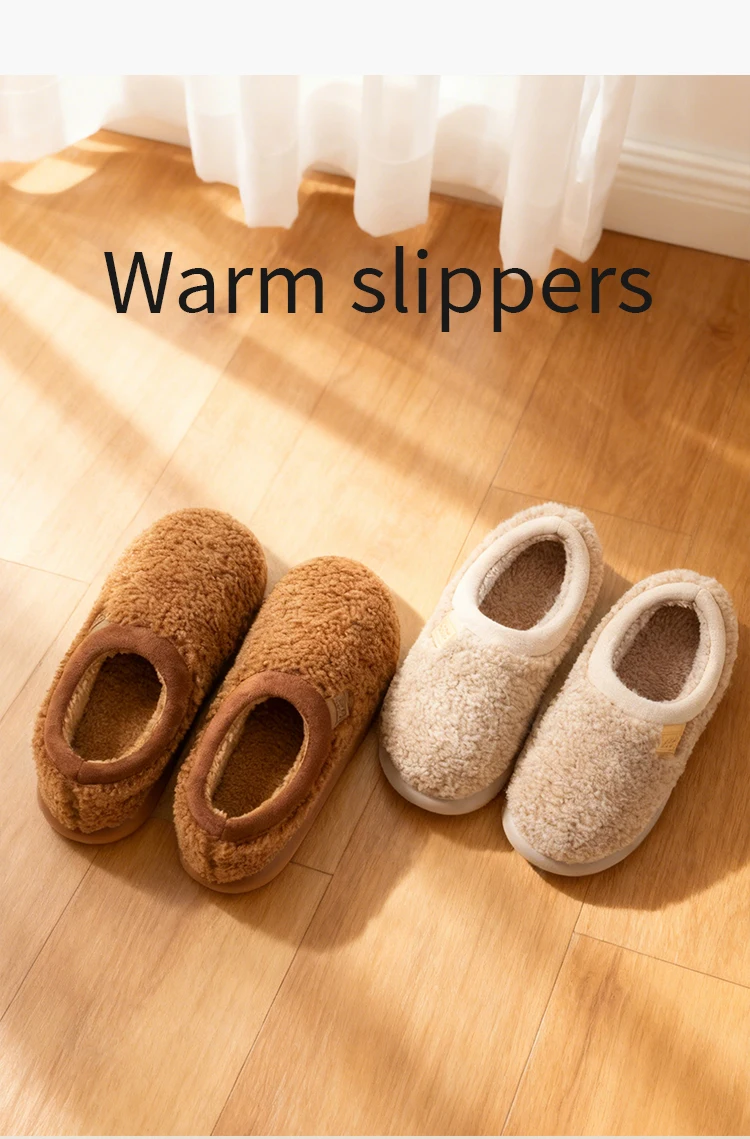 Plüsch-Hausschuhe für Herren, Winter-Hausschuhe für den Innen- und Außenbereich, verdickte weiche Sohle, gemütliche, mit Fleece gefütterte Bootie-Slides für den Heimkomfort – Detail 9