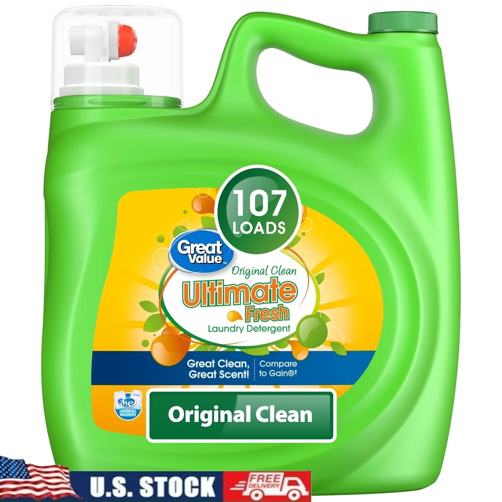 منظف الغسيل الطازج في نهاية المطاف 154 أونصة سائلة، 107 تحميلًا، منظف سائل لتفتيح البقع، آمن لجميع الماكينات