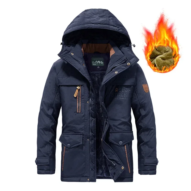 

Новые повседневные куртки, модные мужские уличные инструменты 6XL, мужские длинные зимние куртки с капюшоном, теплые парки с несколькими карманами, флисовые пуховики