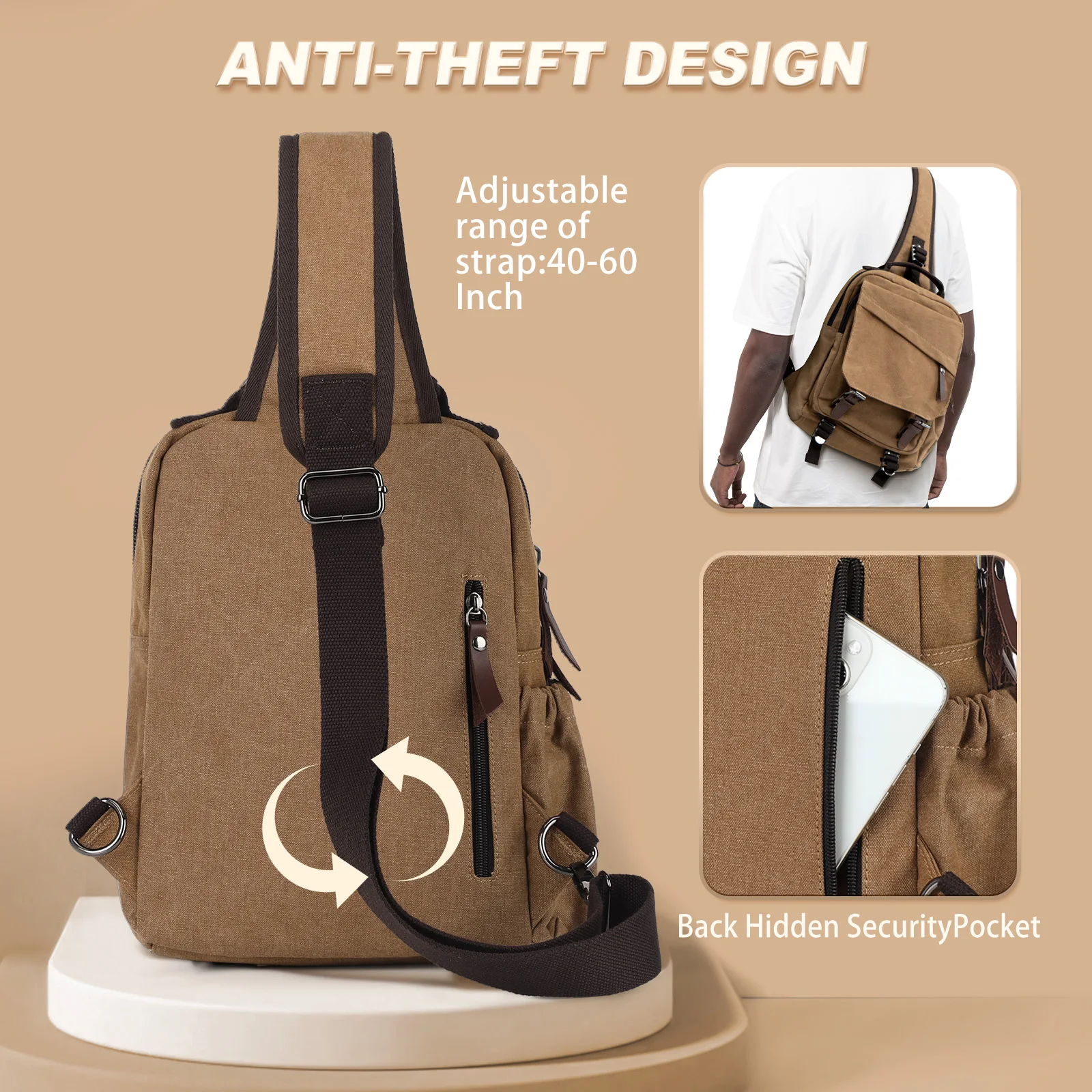 حقيبة كروسبودي للرجال موضة العلامة التجارية حقيبة كتف الصدر حقيبة الشارع عادية عبر الكتف متعددة الوظائف على ظهره حقيبة الظهر التكتيكية #2