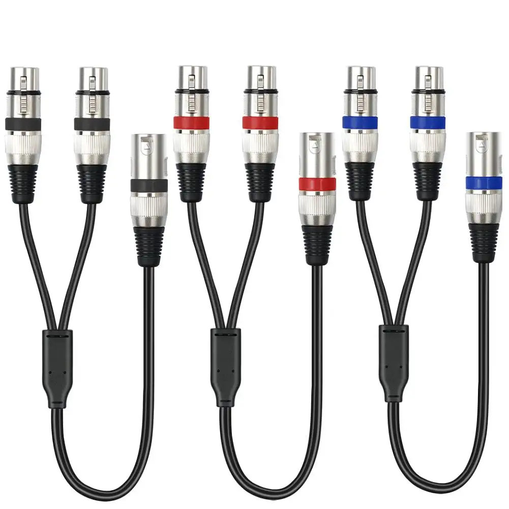 1,5 фута/0,5 м XLR Y-образный разветвитель 1 штекер на 2 гнезда XLR Y-разветвитель 3-контактный разветвитель XLR «папа» на двойной XLR «мама» Y-разветвитель микрофонный кабель