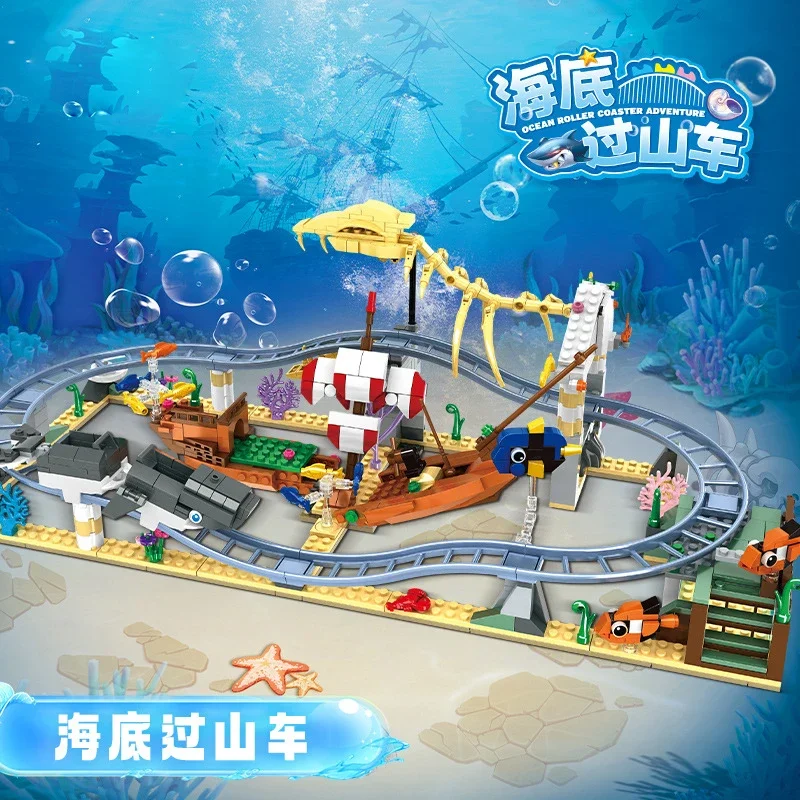 Podwodny świat Piracka kolejka górska Kompatybilne klocki do budowania Zabawki edukacyjne dla dzieci Świąteczny prezent urodzinowy