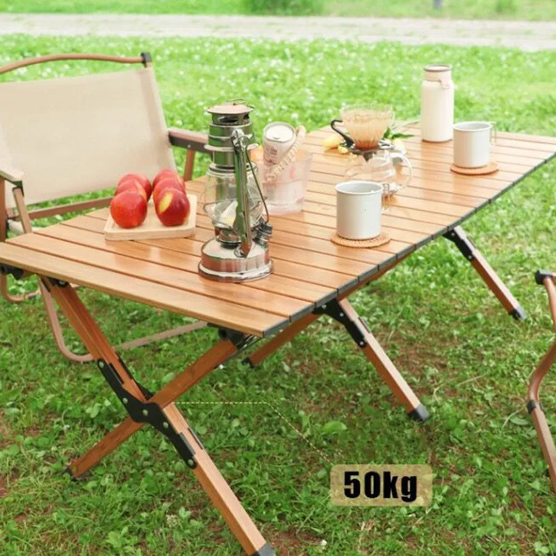 

Outdoor folding table Aluminum alloy imitation wood camping folding table Portable self driving camping gathering BBQ table