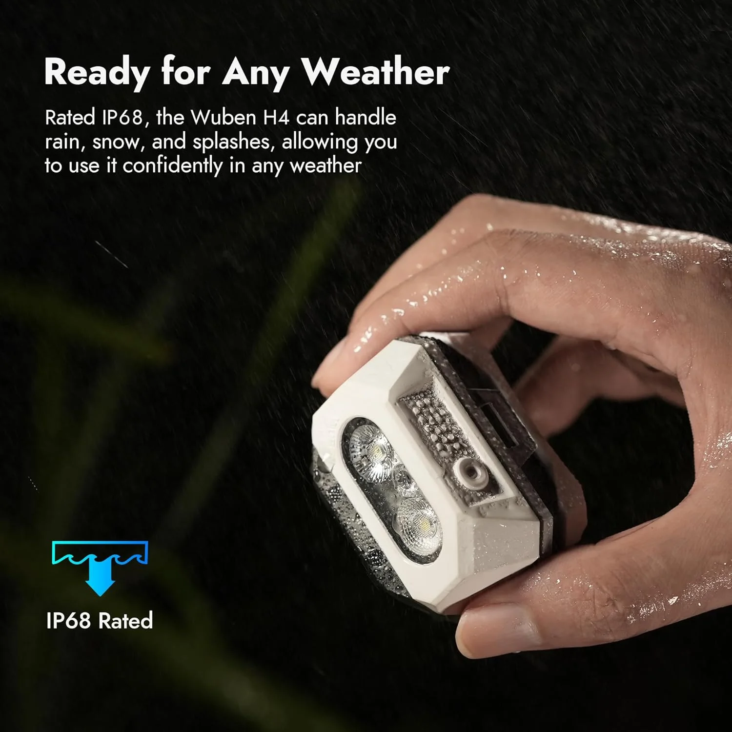 WUBEN H4 Headlamp, 800LM LED Rechargeable Light, 80g, Adjustable Angle, Hands-Free for Camping, Hiking, Running, Outdoor