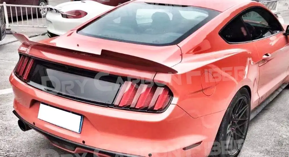 

JCYECF Carbon Fiber Rear Lip Spoiler Wings for Ford Mustang GT V8 V6 GT350R Coupe 2015 2016 2017 Car styling FRP Rear Spoiler