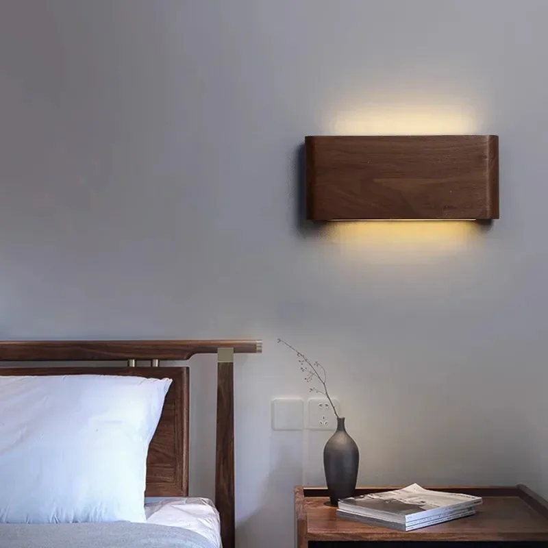 

Black walnut solid wood wall lamp, living room, dining room, background wall, minimalist designer, bedroom, bedside wall lamp,