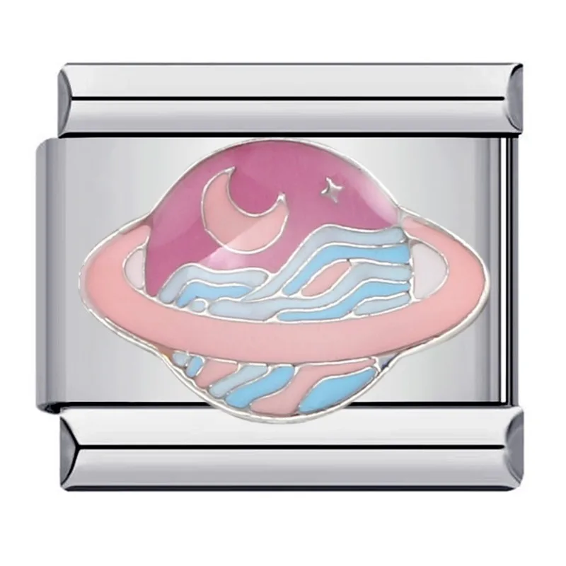 سوار وحدة الفضاء الإيطالية، سوار من الفولاذ المقاوم للصدأ الملحوم بنمط تنقيط الزيت DIY سوار شخصي مرن #5