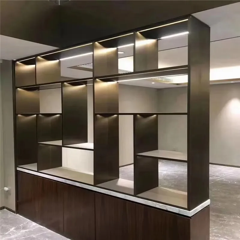 2026-Design Decorative Metal Shelf Partition Stainless Steel Baffle Rack