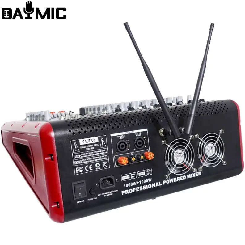 

OEM Professional power mixer 8 channel audio mixer with 2ch wireless microphone stage performance