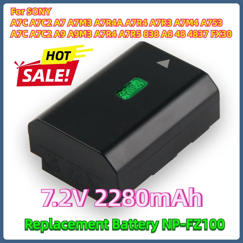 For SONY A7C A7C2 A7 A7M3 A7R4A A7R4 A7R3 A7M4 A7S3 A7C A7C2 A9 A9M3 A7R4 A7R5 838 A8 48 4837 FX30 Replacement Battery NP-FZ100