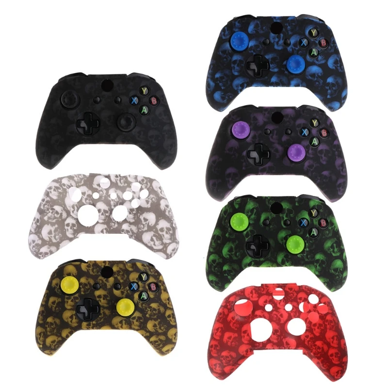 Skull Silicone Flexible Rubber for shell Cover for xbox One X S Controller for CASE Video Game Controller with Joystick