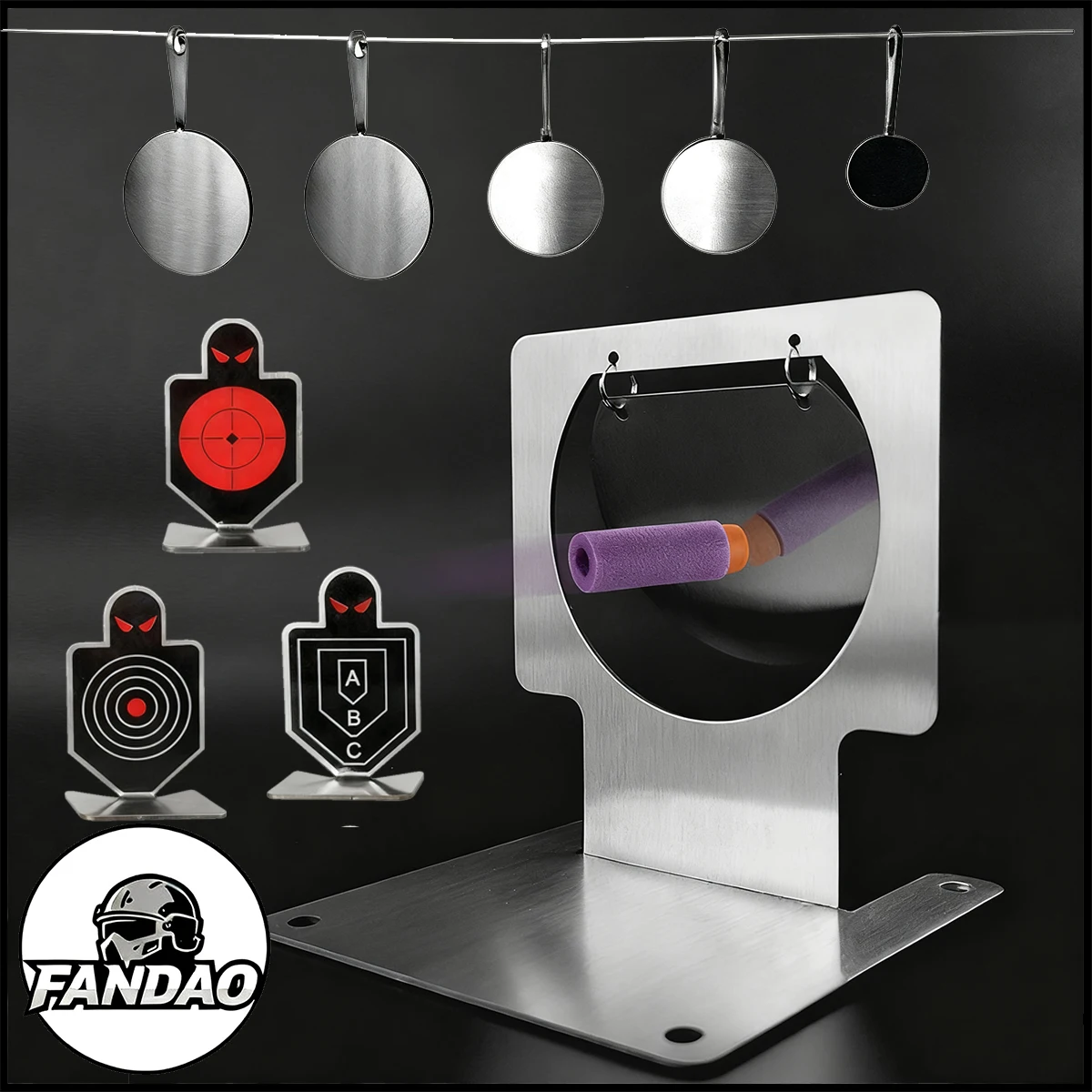 

Airsoft Shooting Training Target for Water/Soft Bullet with Automatic Reset Hit Sound Effect 1.5mm Stainless Steel Metal Target