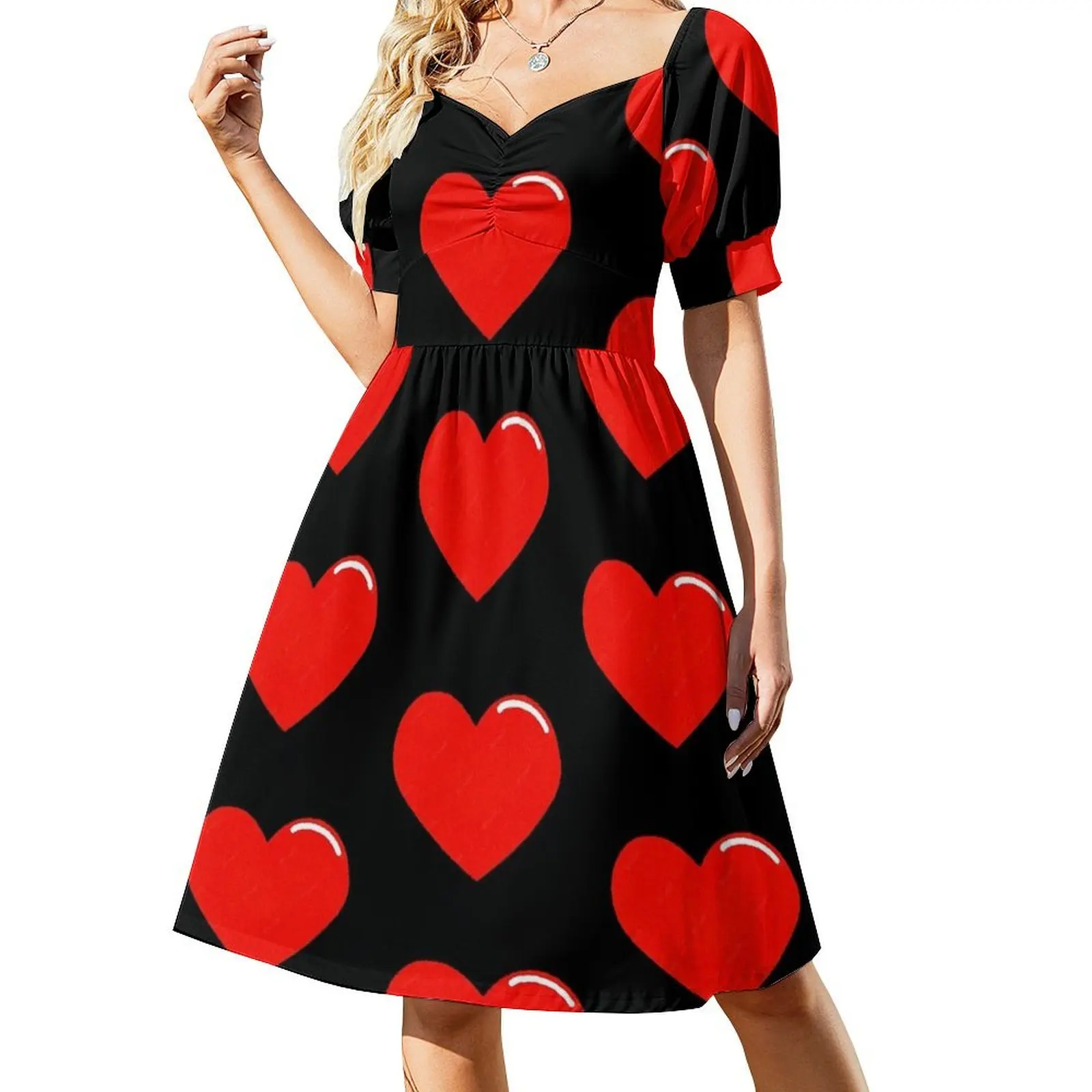 

Heart Short Sleeved Dress prom dresses women's dresses luxury Dress