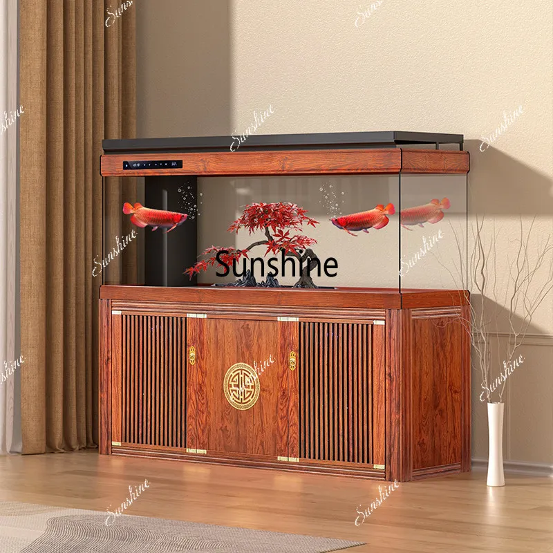 Chinese-style household large office floor-to-ceiling ultra-white partition screen bottom filter free of water change