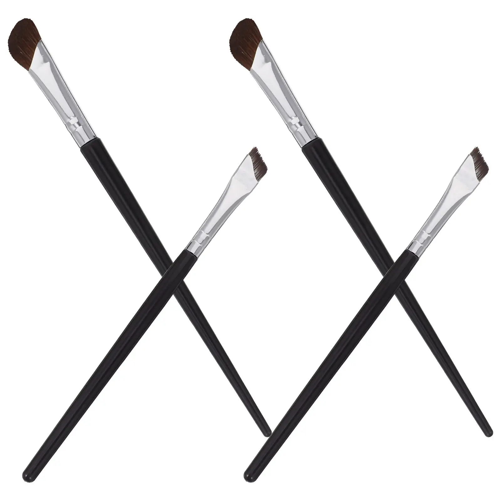 4Pcs Soft Angled Eyeshadow Nose Contour Eyeliner Brow Brush Set for Eyebrows, Under Eye & Concealer