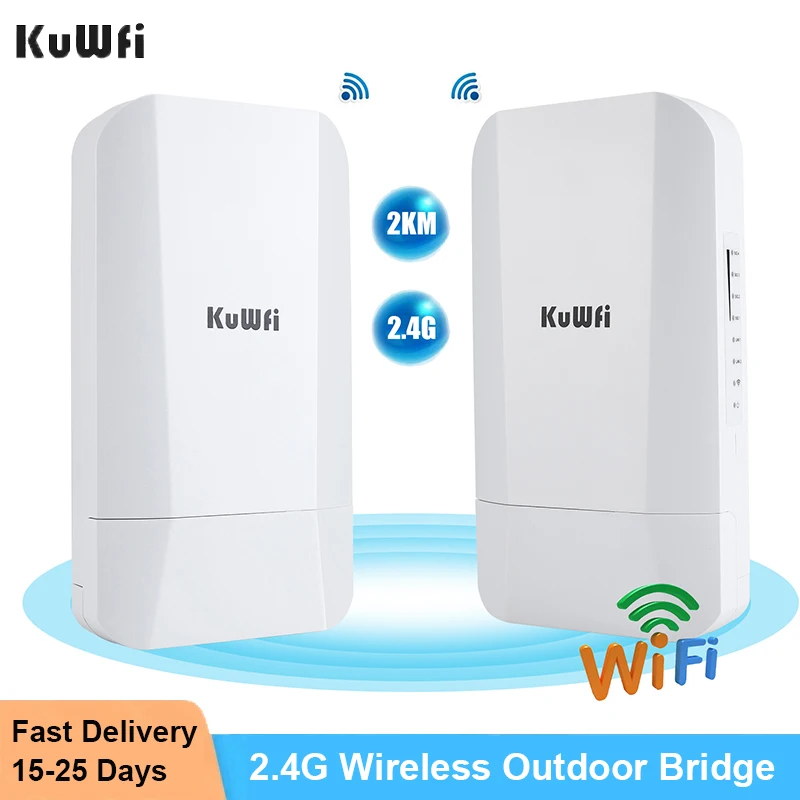 

KuWFi 2.4G Wireless Bridge Outdoor AP 14DBi High Gain Antenna Gigabit RJ45 Port IP65 Waterproof Long Range Access Point