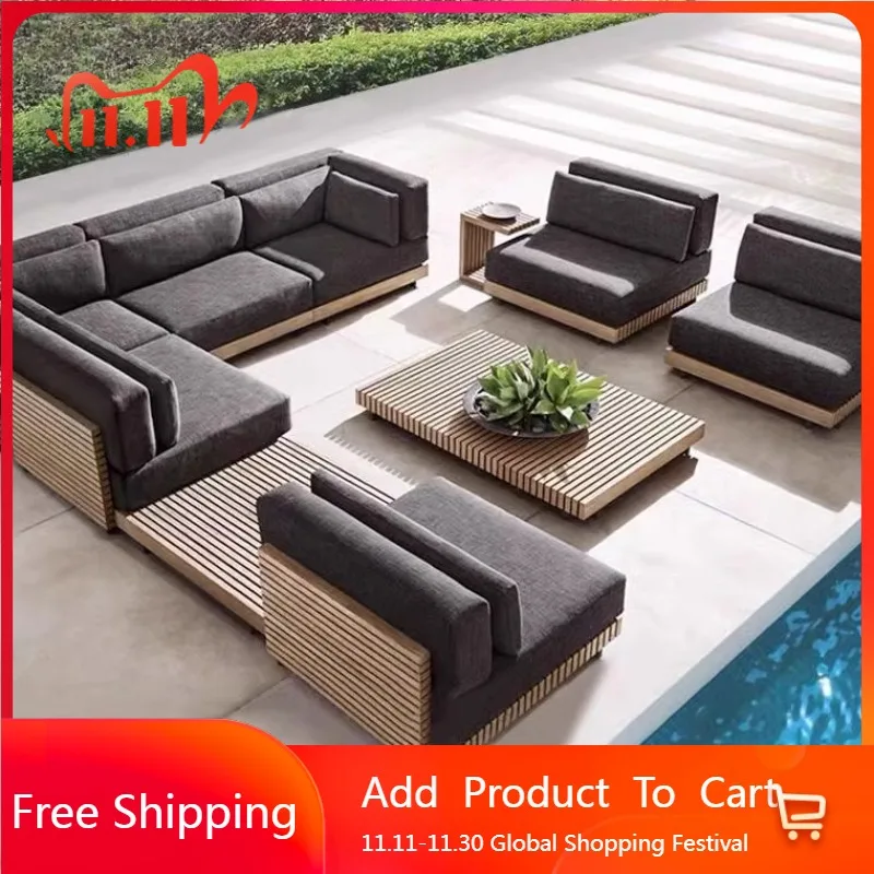 モダンな日焼け防止ガーデンセットソリッドウッド部分タイニーハウスセクショナルガーデンセット北欧屋外サロンデジャルダンガーデン家具