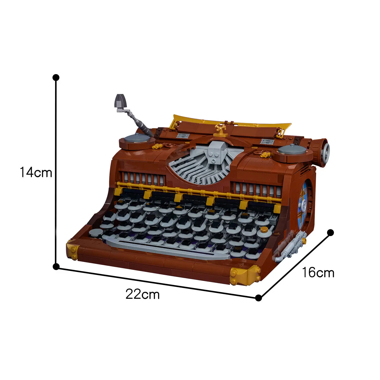 Retro Typewriter Model Building Toys Set for Collection 1375 Pieces MOC Build