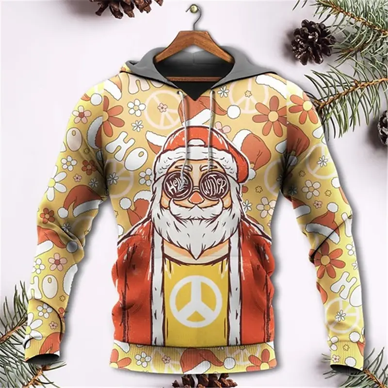 

Funny Santa Claus 3D Printed Men's Hoodies New Year Christmas Clothing Fashion Autumn Casual Pullover Oversized Sweatshirts Tops