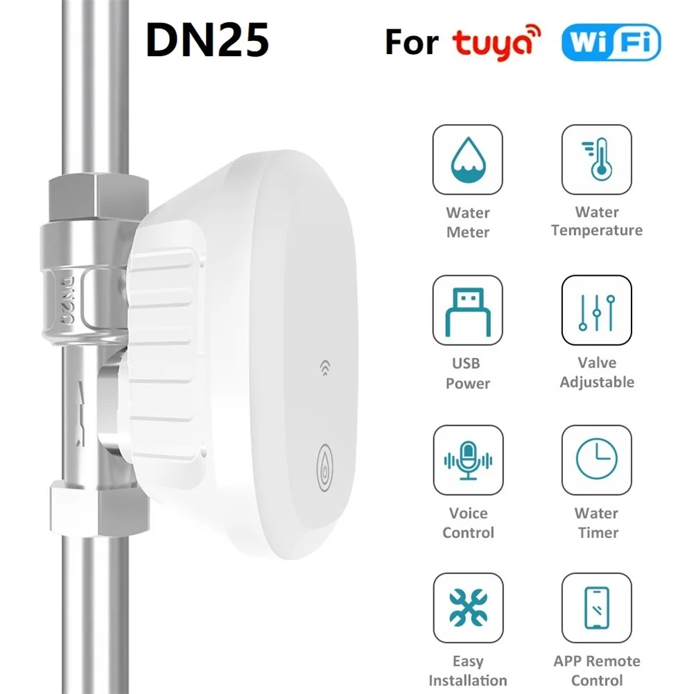 Smart Watering Automatic Irrigation Valve White Wifi Shutoff Valve 2.4ghz Wifi Connection Adjustable Water Flow
