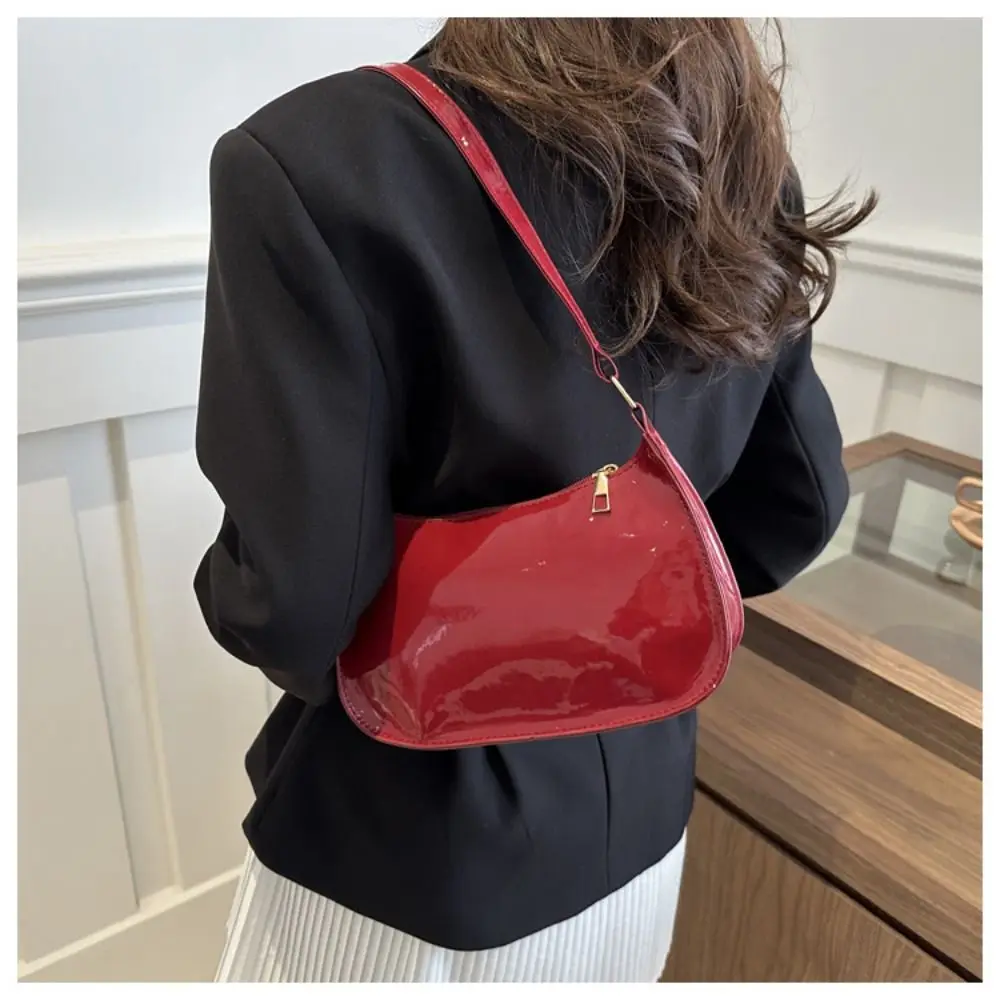 Trend Solid Color Handbag PU Zipper Style Shoulder Bags Dumpling Shape Korean Version Crossbody Bag Daily Matching