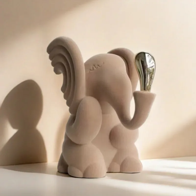Modern minimalist rin electroplating elephant sculpture living room bedroom office decoration