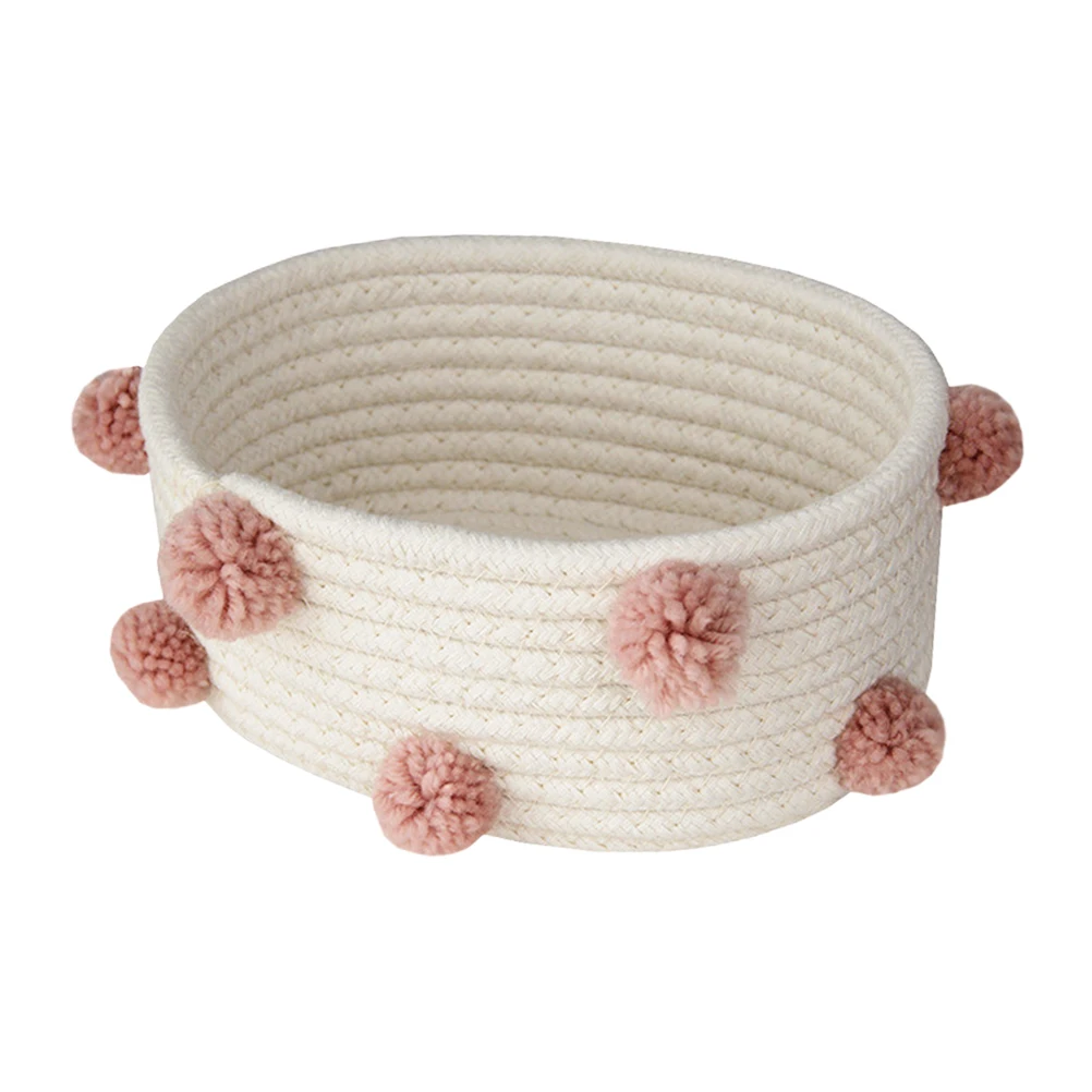 سلة تخزين منسوجة من القطن لحامل أشتات منظم ديكور المنزل وغرفة النوم والحمام وحاوية سطح المكتب #3